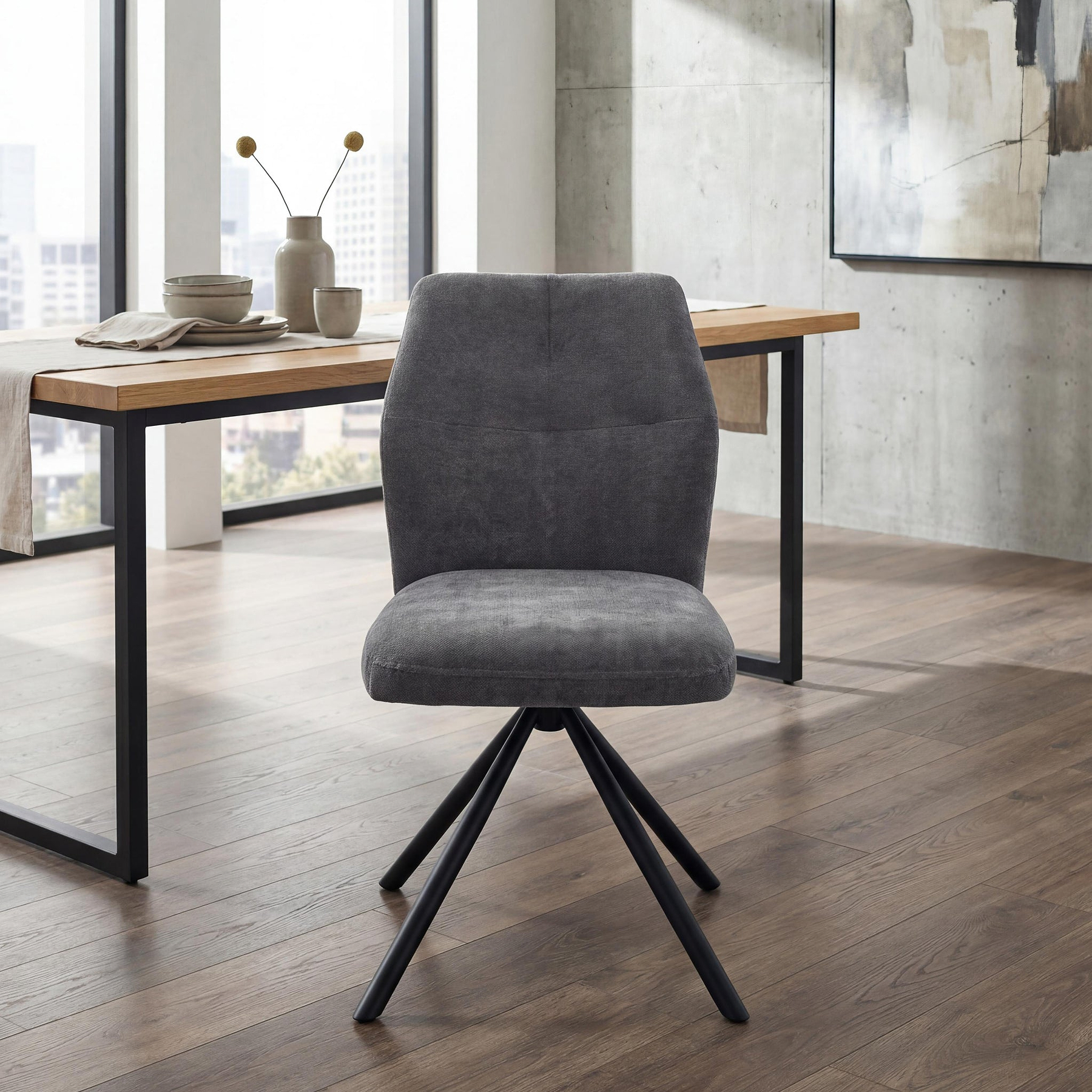 Sedna Swivel Dining Chair Charcoal from Roseland Furniture
