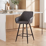 Nolan Faux Leather Bar Stool Grey from Roseland Furniture