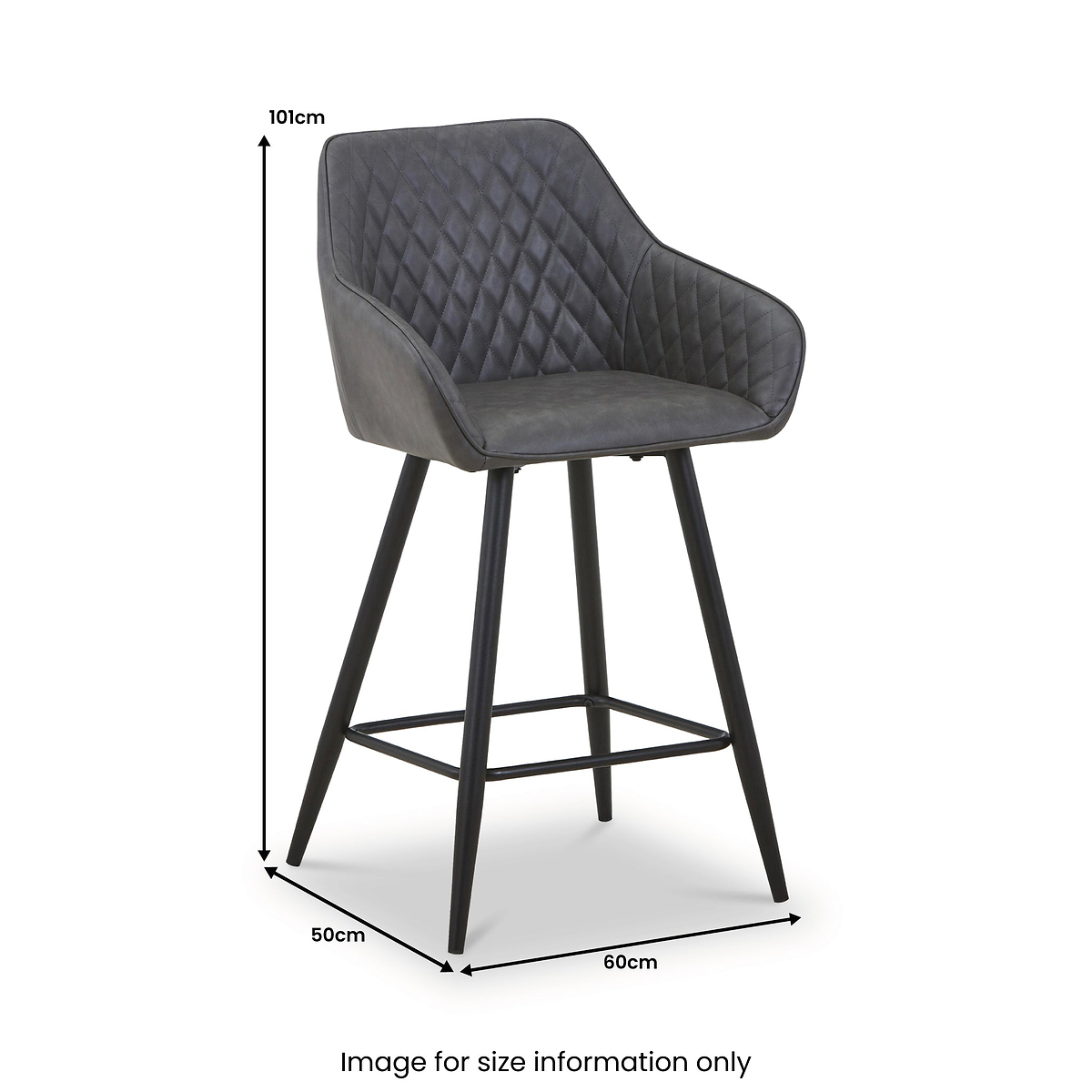 Nolan Faux Leather Bar Stool Grey from Roseland Furniture
