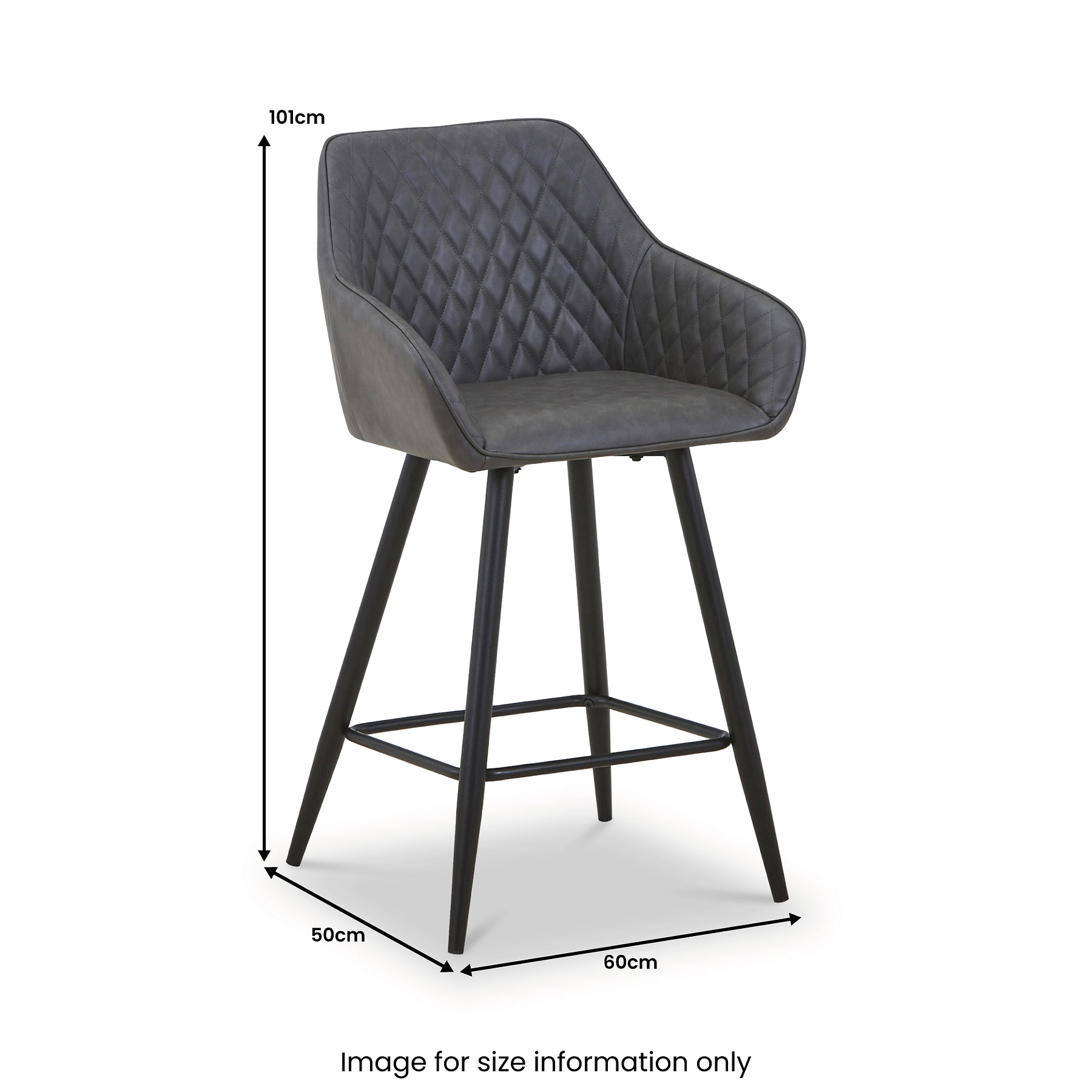 Nolan Faux Leather Bar Stool Grey from Roseland Furniture