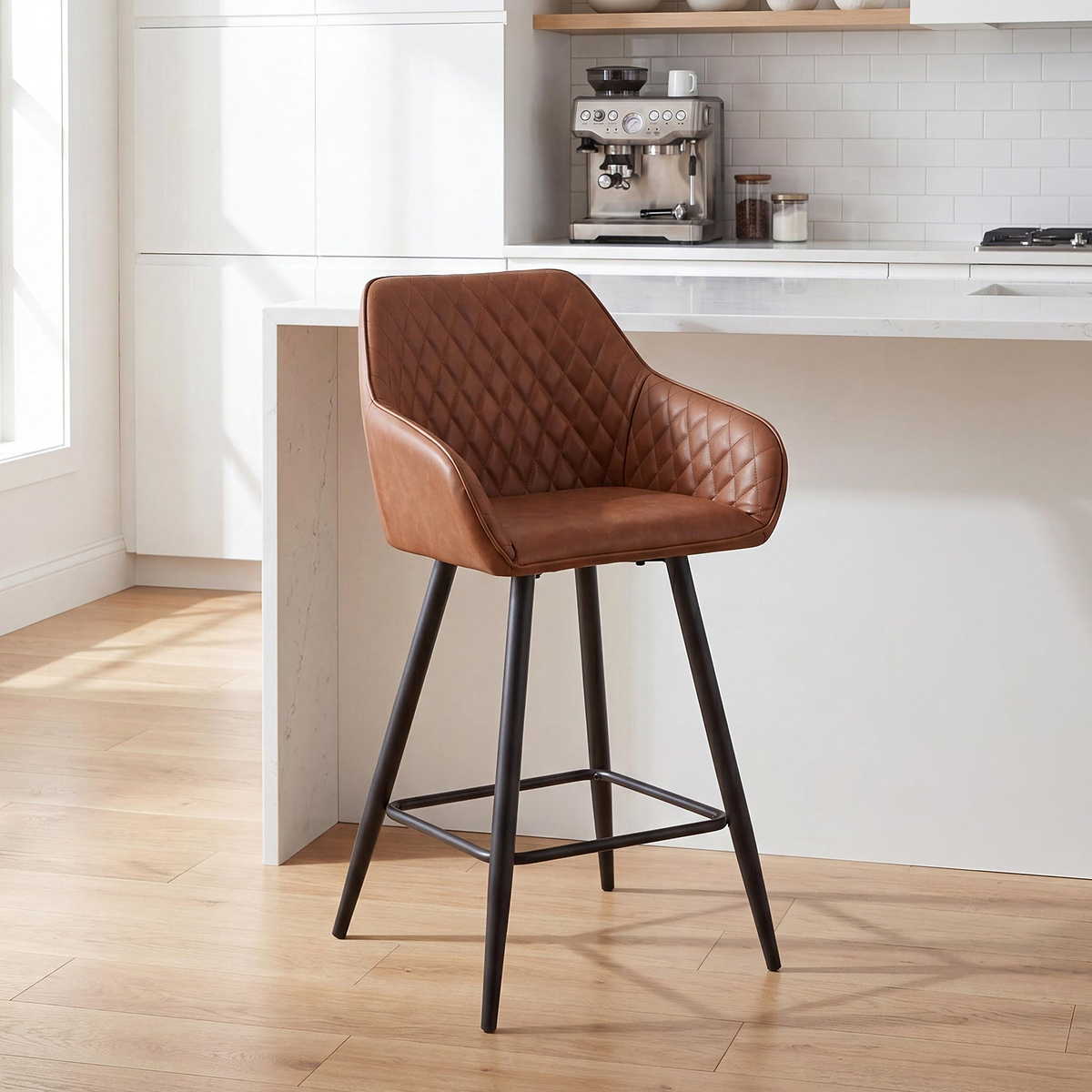 Nolan Faux Leather Bar Stool Tan from Roseland Furniture