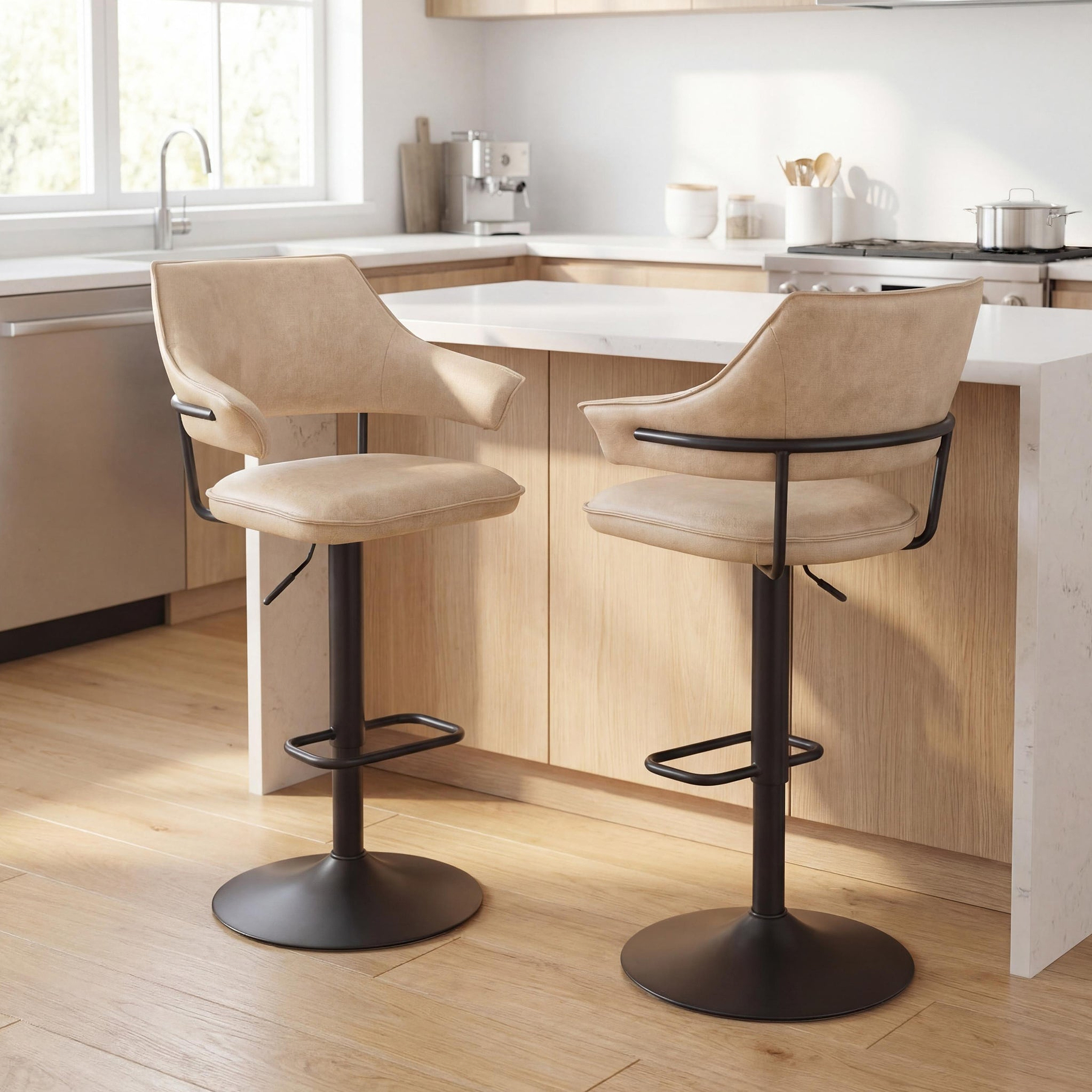 Faraday Faux Leather Bar Stool Latte from Roseland Furniture