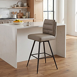 Tate Faux Leather Bar Stool Taupe from Roseland Furniture