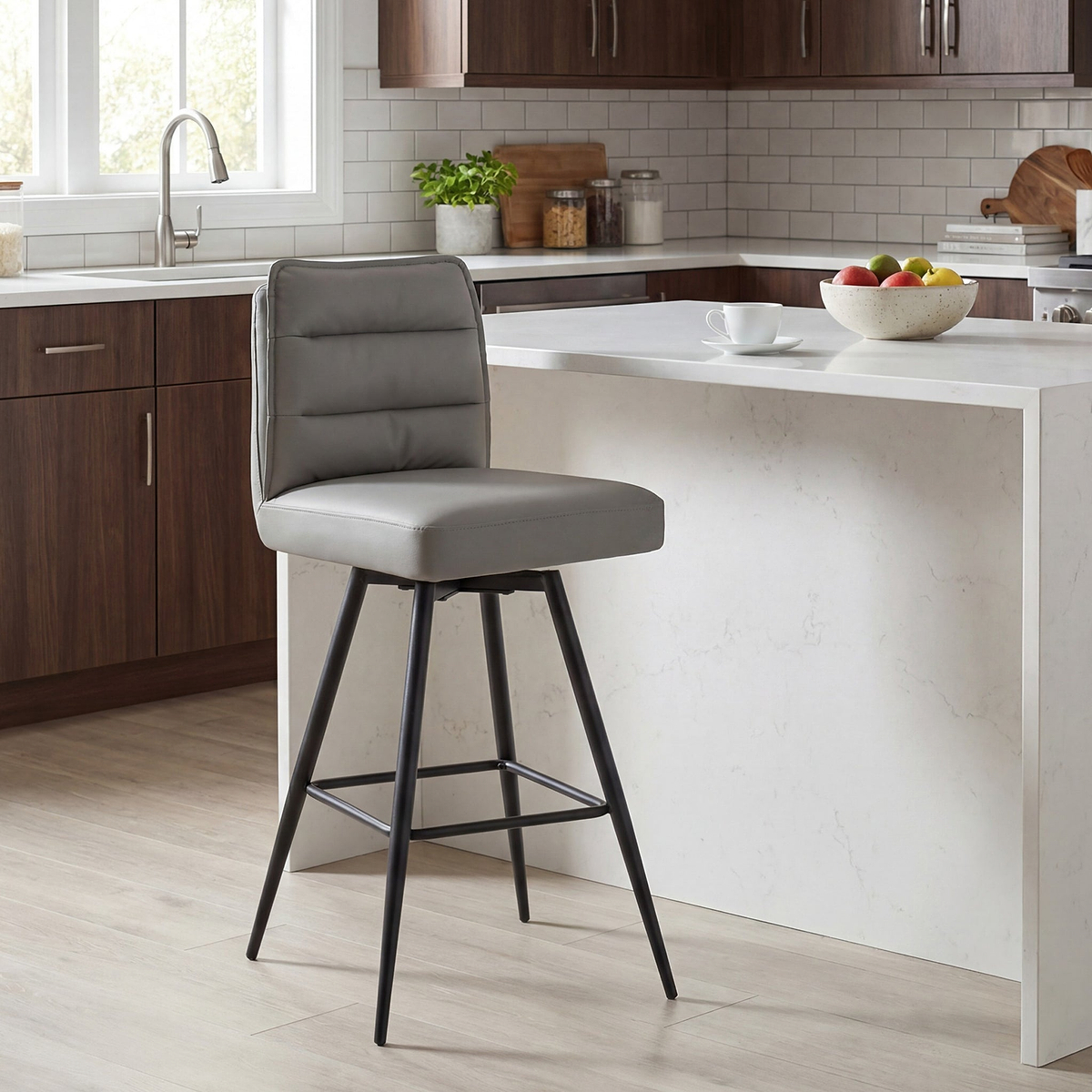 Tate Faux Leather Bar Stool Light Grey from Roseland Furniture