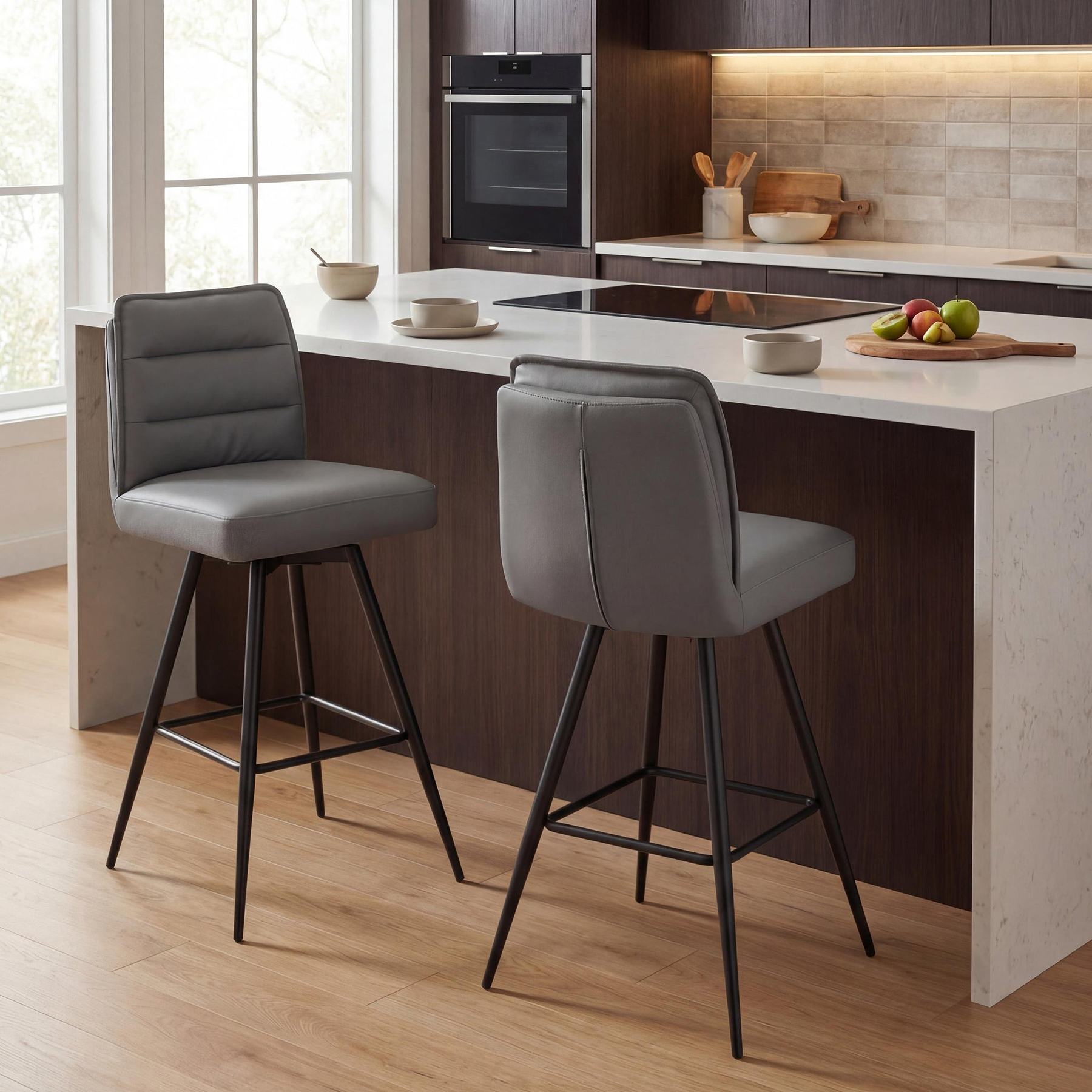 Tate Faux Leather Bar Stool Dark Grey from Roseland Furniture