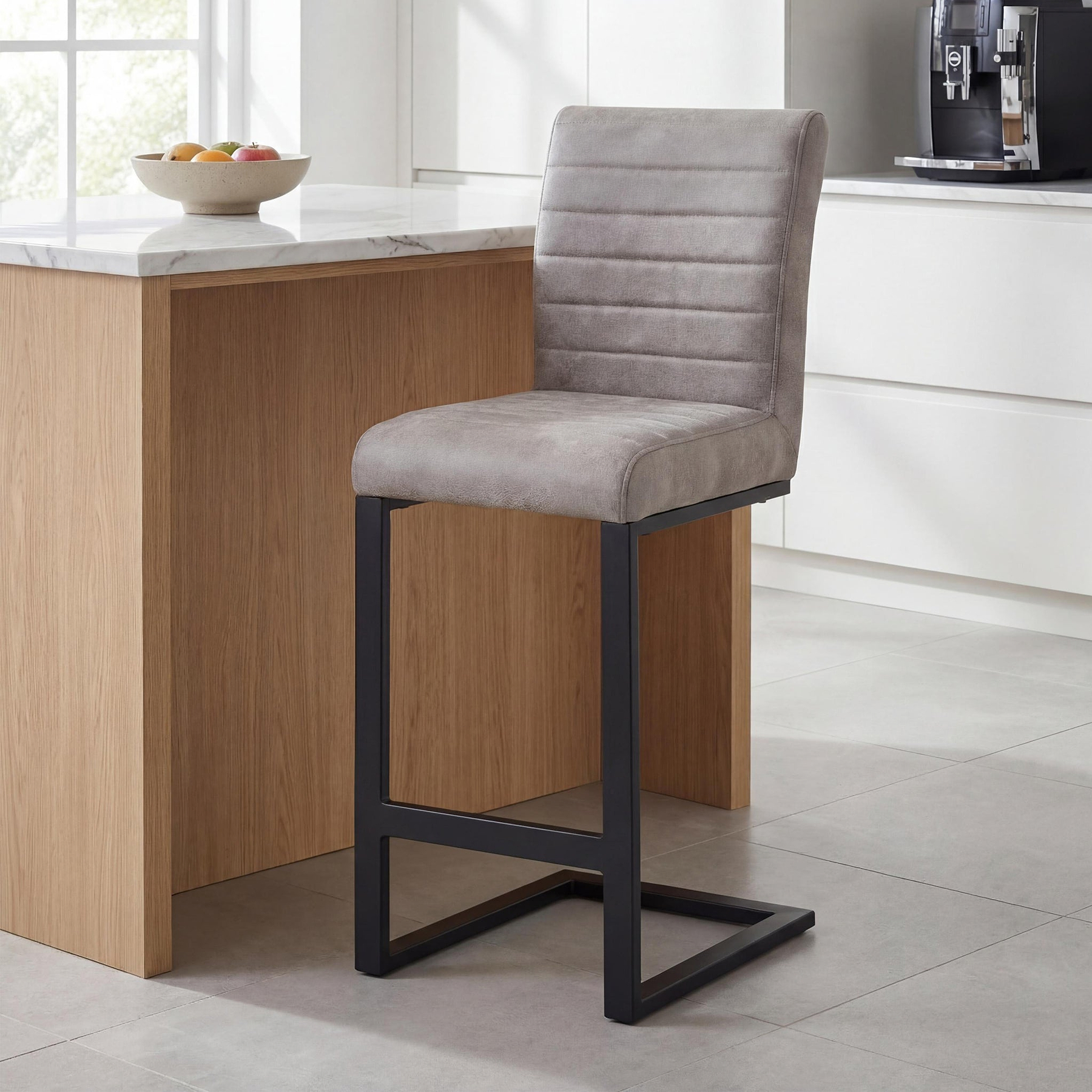 Rino Faux Leather Bar Stool Stone from Roseland Furniture