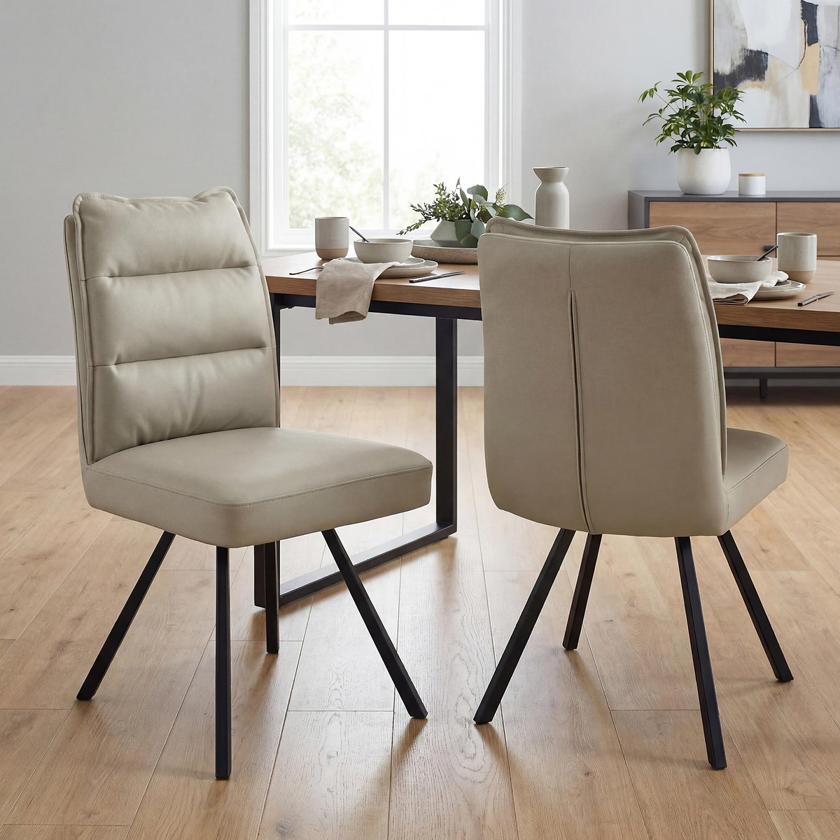 Tate Faux Leather Dining Chair Taupe from Roseland Furniture