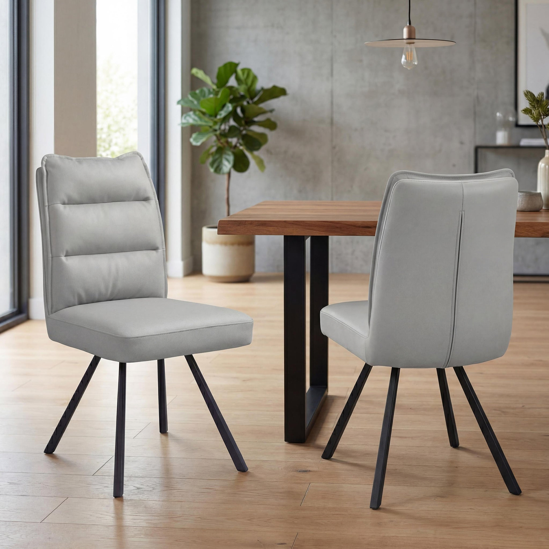 Tate Faux Leather Dining Chair Light Grey from Roseland Furniture