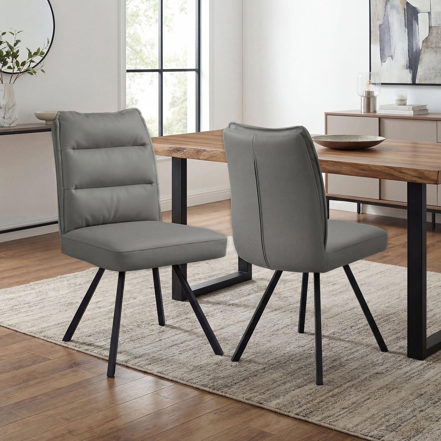 Tate Faux Leather Dining Chair Dark Grey from Roseland Furniture