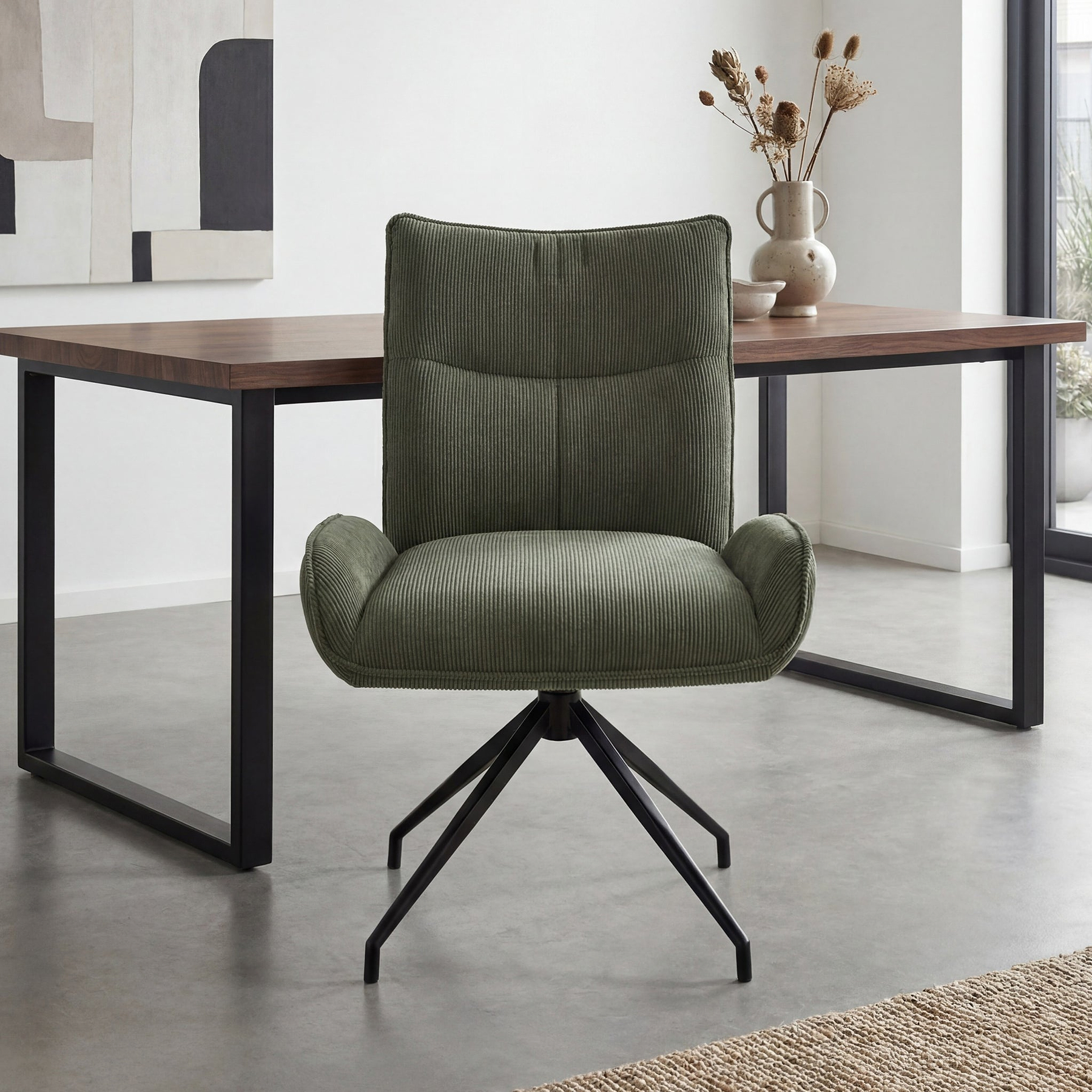 Madie Corduroy Dining Chair Green from Roseland Furniture
