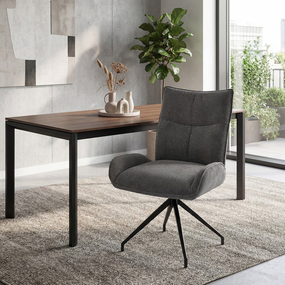 Madie Corduroy Dining Chair Dark Grey from Roseland Furniture