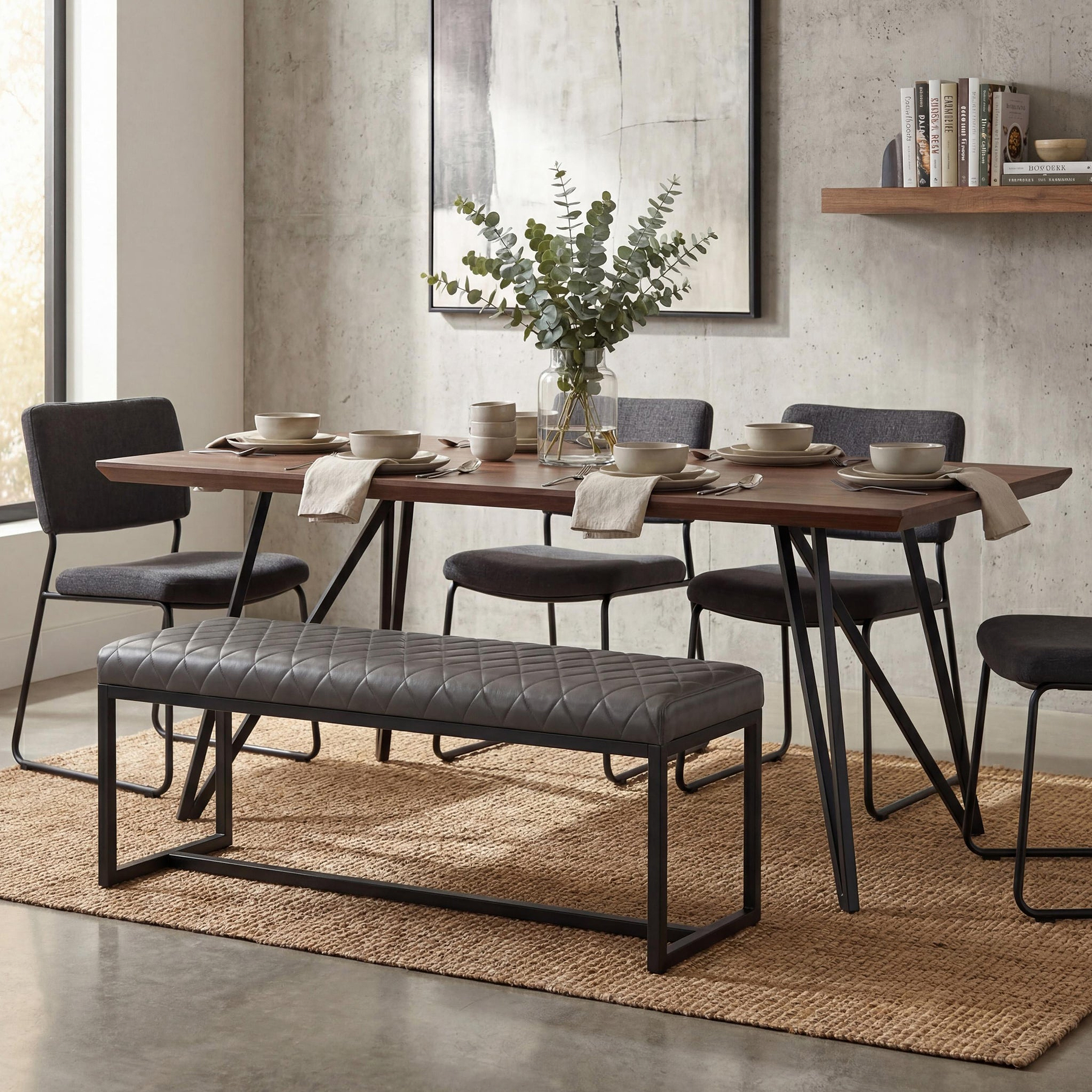 Brando Faux Leather Dining Bench Grey from Roseland Furniture