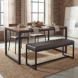 Brando Faux Leather Dining Bench Brown from Roseland Furniture