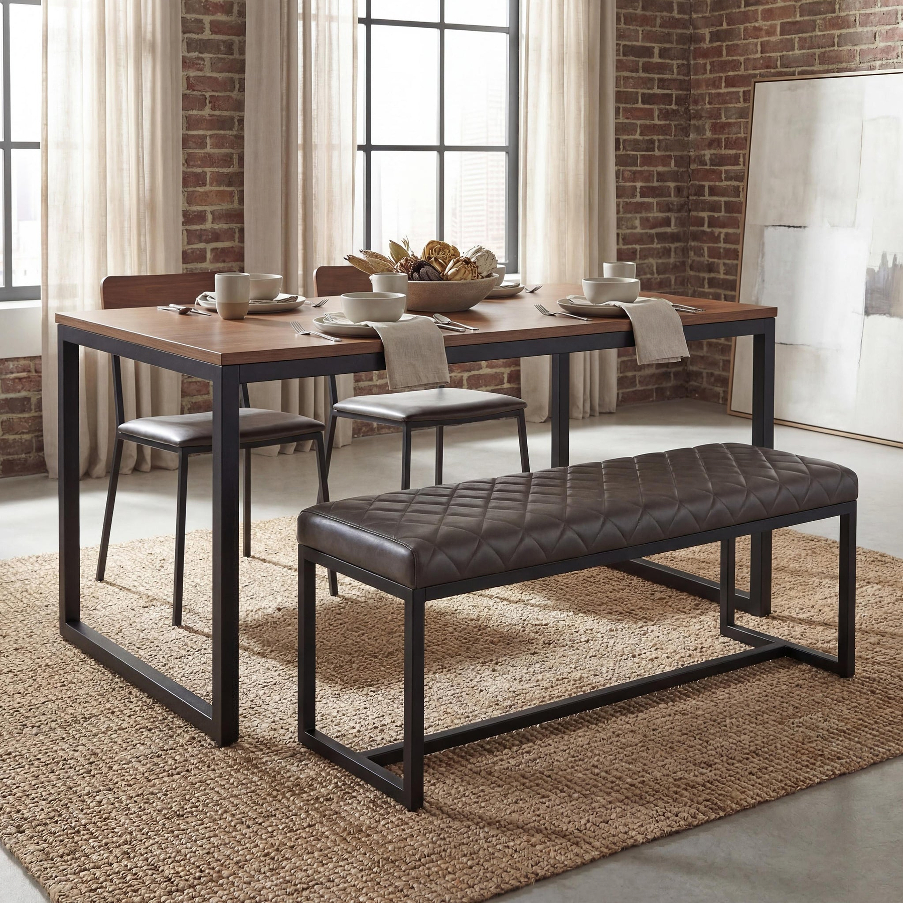 Brando Faux Leather Dining Bench Brown from Roseland Furniture