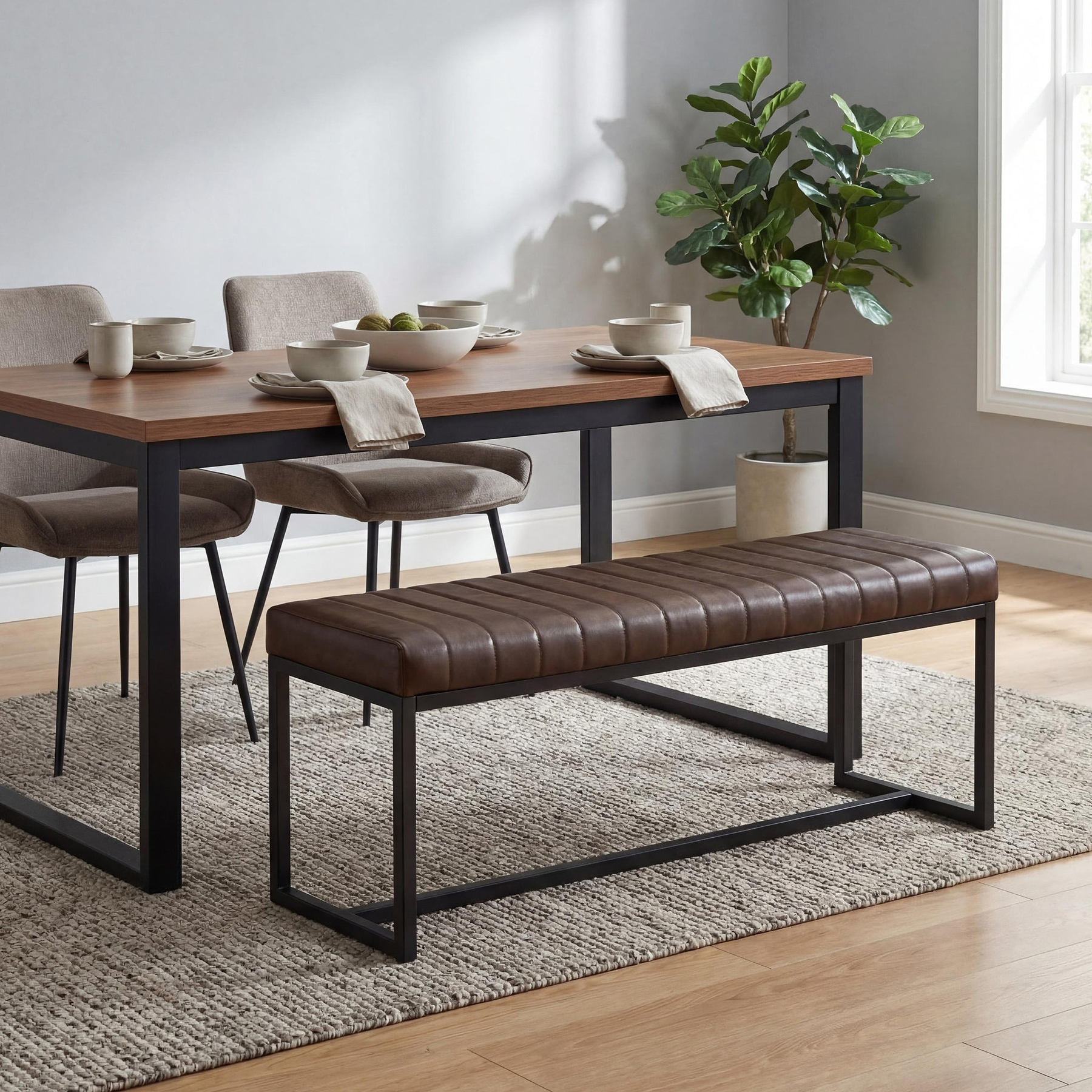 Valero Faux Leather Dining Bench from Roseland Furniture