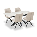 Vista 120cm 180cm Extending Ceramic Table with 4 Sedna Dining Chairs from Roseland Furniture