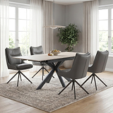 Vista 120cm 180cm Extending Ceramic Table with 4 Sable Dining Chairs Grey from Roseland Furniture
