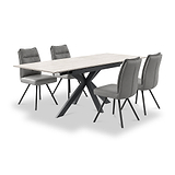 Vista 120cm 180cm Extending Ceramic Table with 4 Tate Dining Chairs Dark Grey from Roseland Furniture