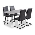 Avaston 120cm Grey Dining Table with 4 Aeron Black Dining Chairs from Roseland Furniture