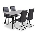 Avaston 120cm Grey Dining Table with 4 Aeron Black Dining Chairs from Roseland Furniture