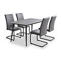 Avaston 120cm Grey Dining Table with 4 Aeron Grey Dining Chairs from Roseland Furniture