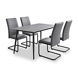 Avaston 120cm Grey Dining Table with 4 Aeron Grey Dining Chairs from Roseland Furniture