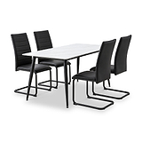 Avaston 120cm White Dining Table with 4 Aeron Black Dining Chairs from Roseland Furniture
