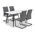 Avaston 120cm White Dining Table with 4 Aeron Grey Dining Chairs from Roseland Furniture