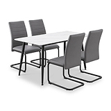 Avaston 120cm White Dining Table with 4 Aeron Grey Dining Chairs from Roseland Furniture