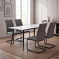 Avaston 120cm White Dining Table with 4 Aeron Grey Dining Chairs from Roseland Furniture