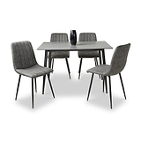 Avaston 120cm Grey Dining Table with 4 Luna Dining Chairs from Roseland Furniture