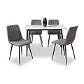 Avaston 120cm White Dining Table with 4 Luna Dining Chairs from Roseland Furniture