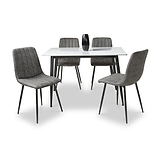 Avaston 120cm White Dining Table with 4 Luna Dining Chairs from Roseland Furniture