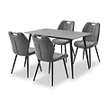 Avaston 120cm Grey Dining Table with 4 Delvine Dining Chairs from Roseland Furniture
