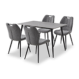 Avaston 120cm Grey Dining Table with 4 Delvine Dining Chairs from Roseland Furniture