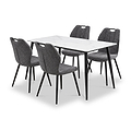 Avaston 120cm White Dining Table with 4 Delvine Dining Chairs from Roseland Furniture