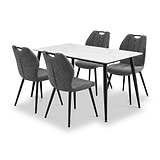 Avaston 120cm White Dining Table with 4 Delvine Dining Chairs from Roseland Furniture