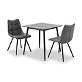 Avaston 80cm Square Grey Dining Table with 2 Zeno Dining Chairs from Roseland Furniture