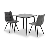 Avaston 80cm Square Grey Dining Table with 2 Zeno Dining Chairs from Roseland Furniture