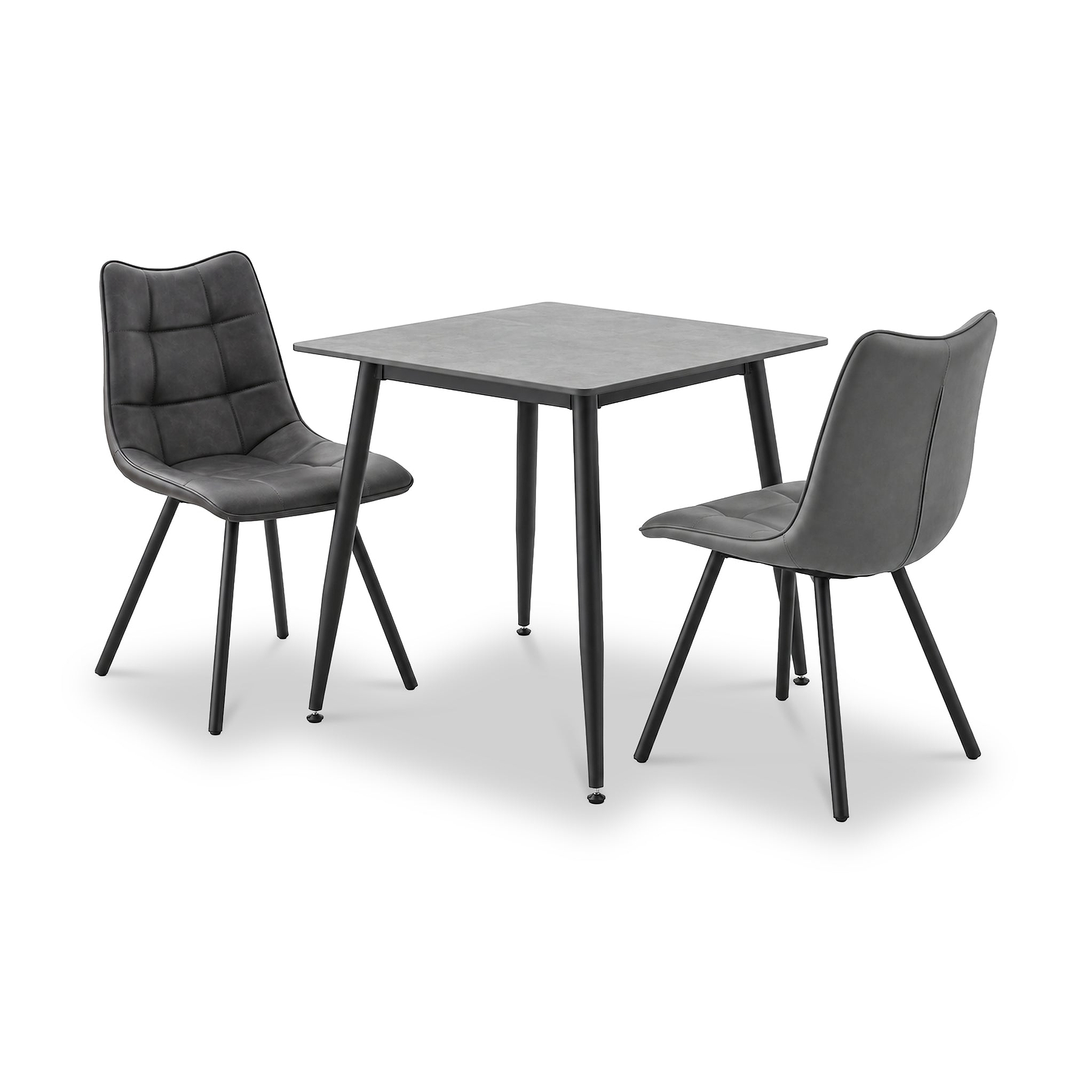 Avaston 80cm Square Grey Dining Table with 2 Zeno Dining Chairs from Roseland Furniture