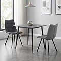 Avaston 80cm Square Grey Dining Table with 2 Zeno Dining Chairs from Roseland Furniture