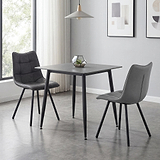 Avaston 80cm Square Grey Dining Table with 2 Zeno Dining Chairs from Roseland Furniture