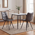 Avaston 80cm Square White Dining Table with 2 Zeno Dining Chairs from Roseland Furniture