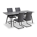 Avaston 120cm 180cm Extending Grey Table with 4 Grey Dining Chairs from Roseland Furniture