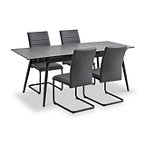 Avaston 120cm 180cm Extending Grey Table with 4 Grey Dining Chairs from Roseland Furniture