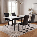 Avaston 120cm 180cm Extending White Table with 4 Black Dining Chairs from Roseland Furniture