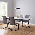Avaston 120cm 180cm Extending White Table with 4 Grey Dining Chairs from Roseland Furniture