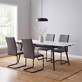 Avaston 120cm 180cm Extending White Table with 4 Grey Dining Chairs from Roseland Furniture