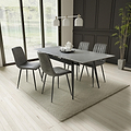 Avaston 120cm-180cm Grey Extending Dining Table with 4 Grey Luna Dining Chairs from Roseland Furniture
