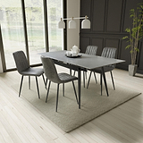 Avaston 120cm-180cm Grey Extending Dining Table with 4 Grey Luna Dining Chairs from Roseland Furniture
